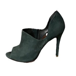 Schutz Green Suede D’Orsay Peep Toe Pumps 6B Women’s High Heel Classic Elegant